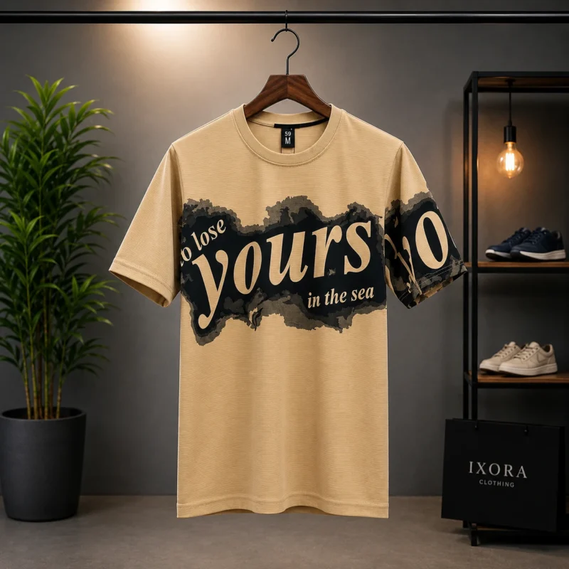 Men’s Beige Yours Graphic Drop Shoulder T-Shirt