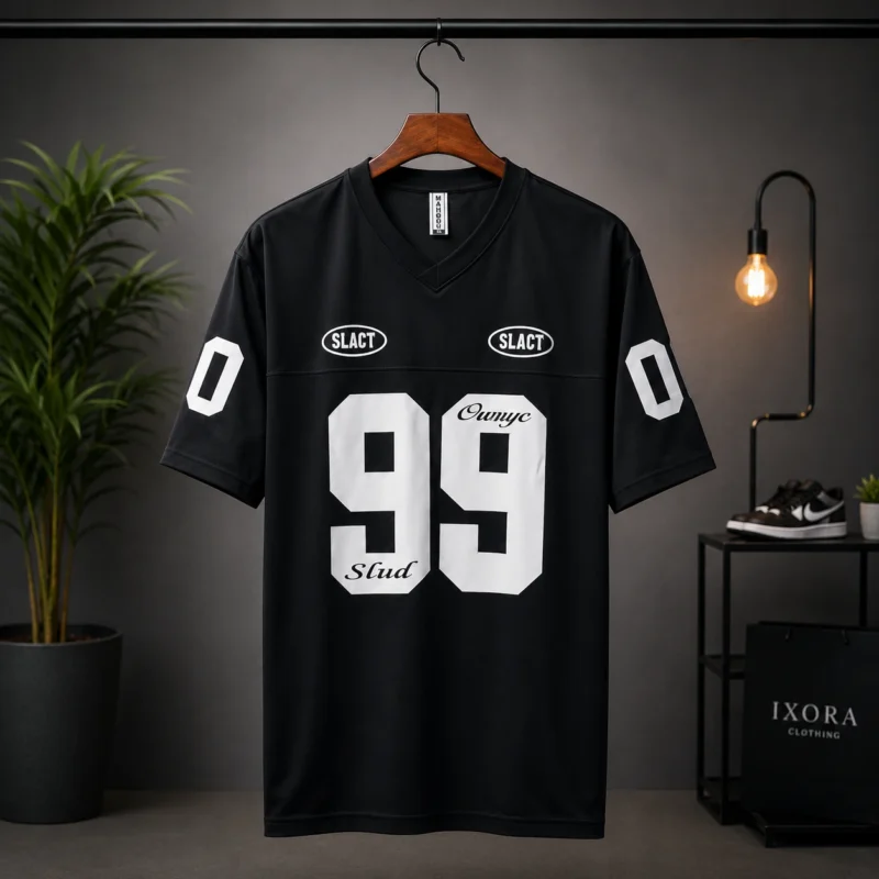 Men’s Black 99 Graphic V-Neck Drop Shoulder T-Shirt