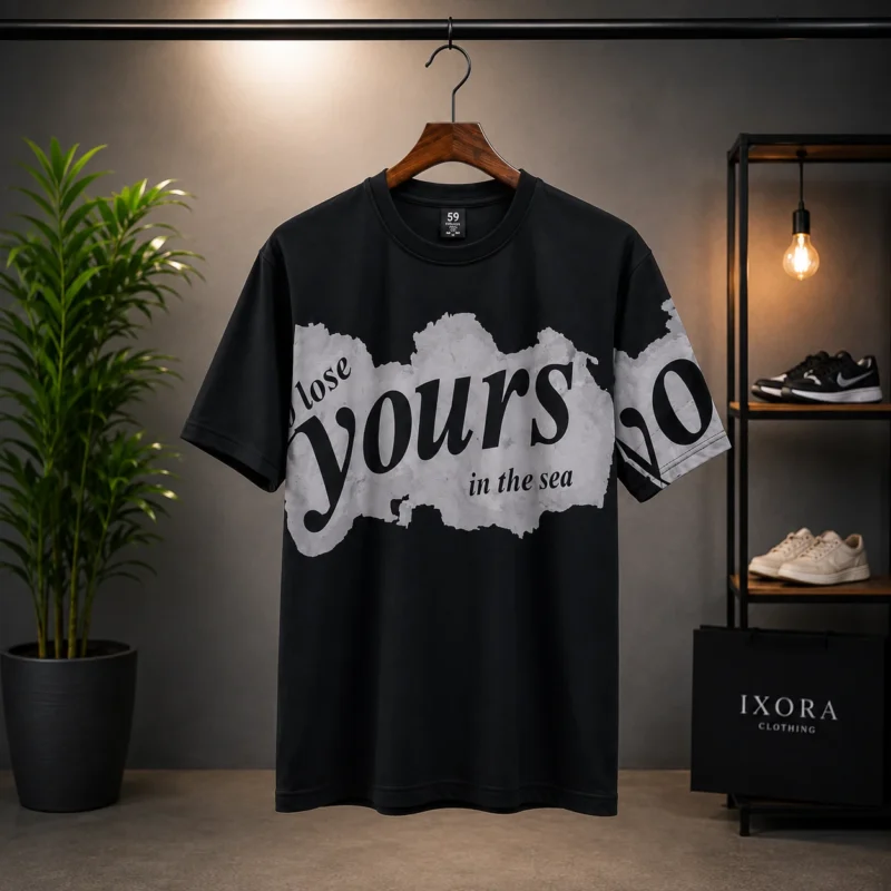 Men’s Black “Yours” Graphic Drop Shoulder T-Shirt