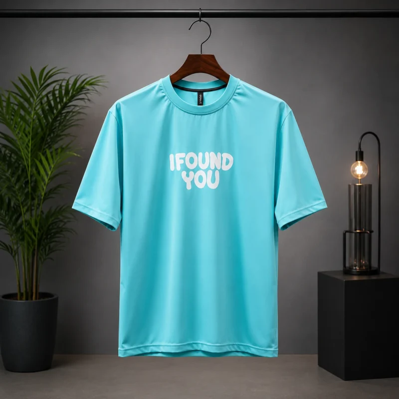 Men’s Aqua Blue “I Found You” Drop Shoulder T-Shirt
