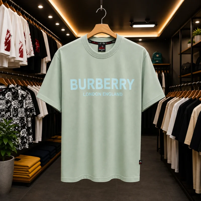 Men’s Burberry London Mint Green Drop Shoulder T-Shirt