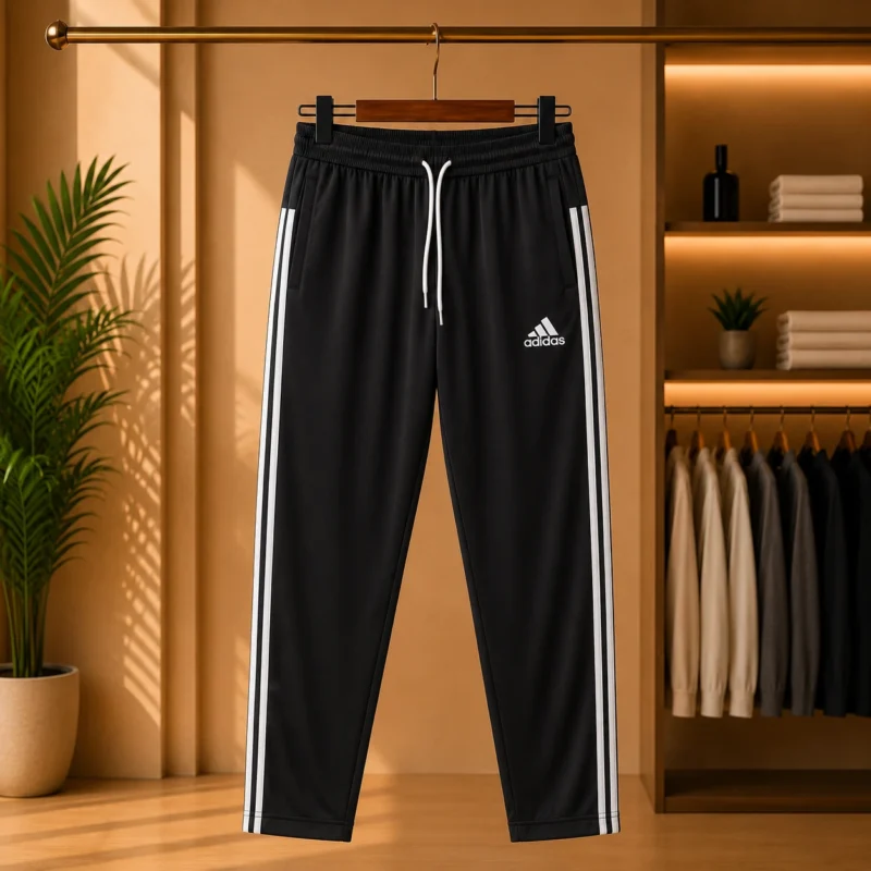 Men’s Black Side Stripe Sports Track Trouser