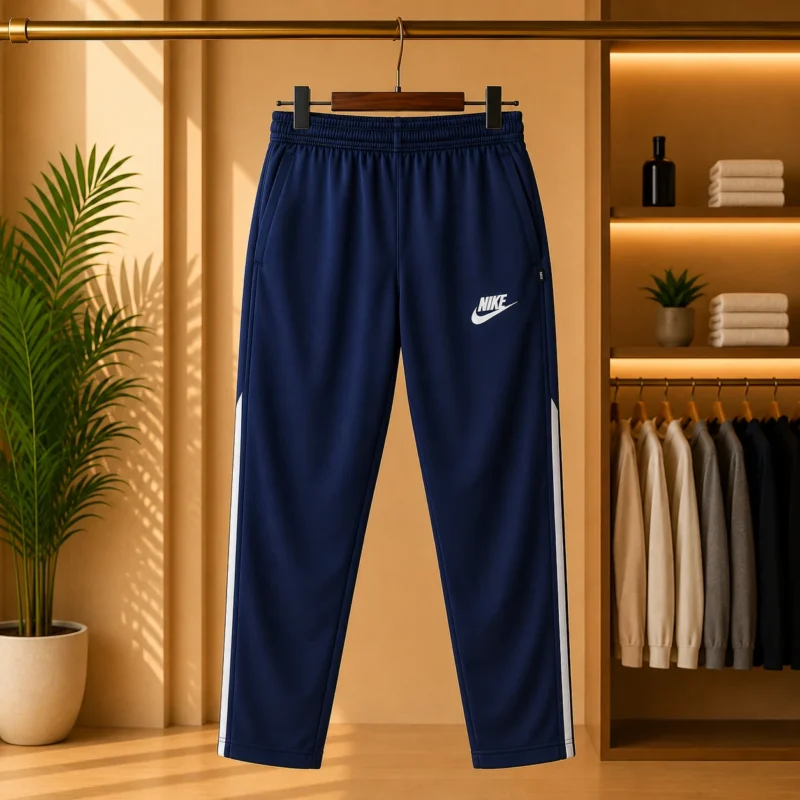 Men’s Navy Blue Side Stripe Sports Track Trouser
