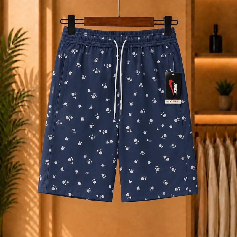 Men’s Navy Printed Drawstring Shorts