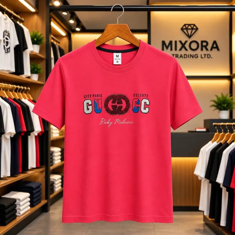 Men's Bright Pink Paris Graphic Print Short Sleeve T-Shirt
