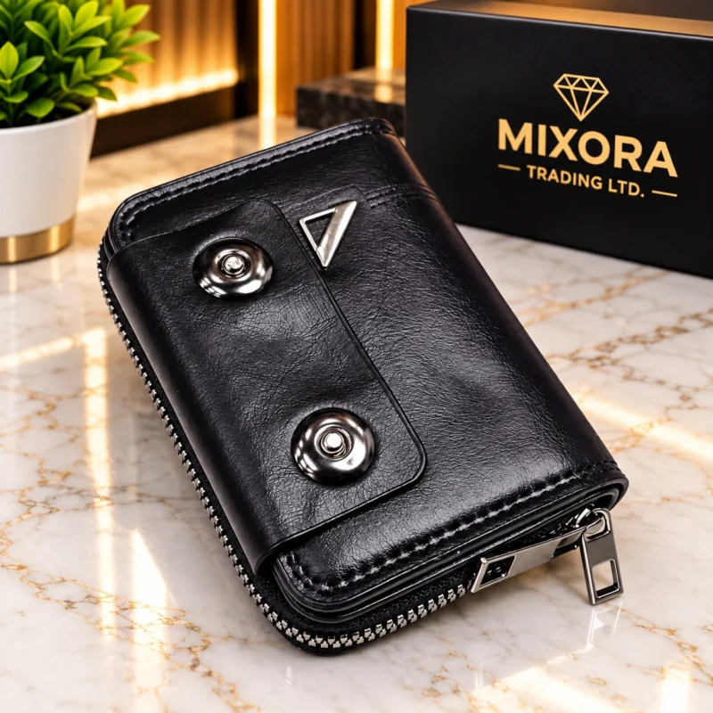 Men's Classic Black Zip Wallet