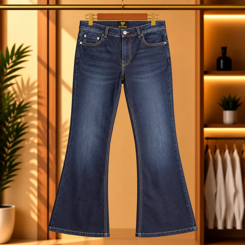 Dark Indigo Blue Bootcut Flared Denim Jeans