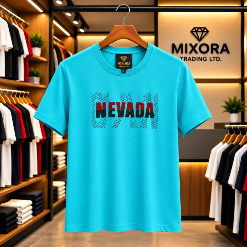 Men's Sky Blue Nevada Graphic Print Short Sleeve T-Shirt