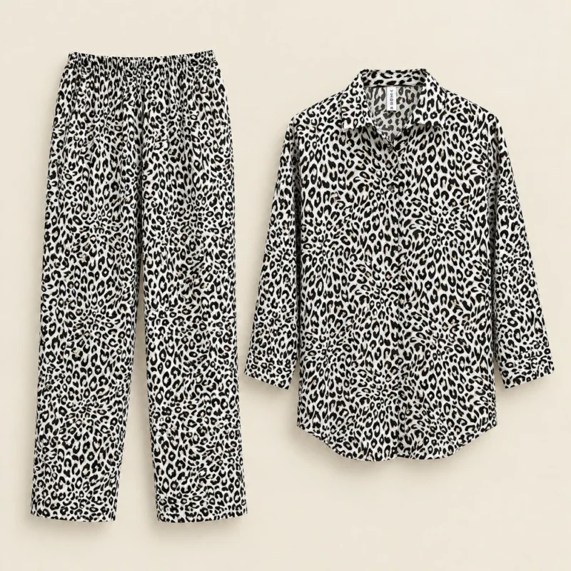 Black & White Leopard Lounge Set