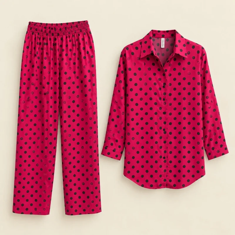 Red & Black Polka Dot Lounge Set